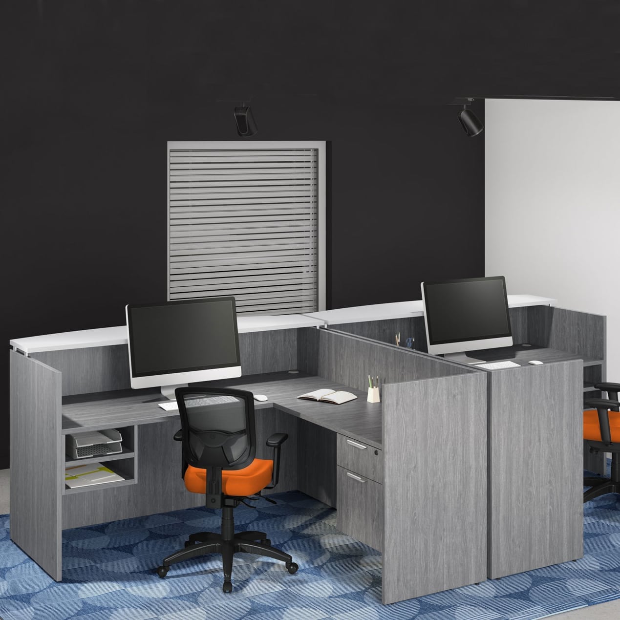 Double Reception Desk Station - Affordable & Stylish - Office Furniture EZ