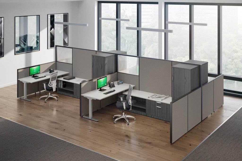 sit stand desks in cubicles