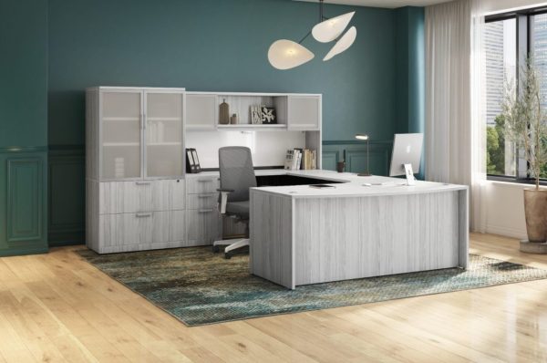 Executive U-Desk With Extra Storage Cabinet