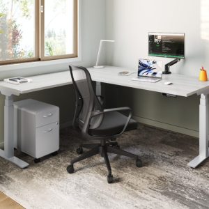 Sit-Stand Desk With Portable Filing Cabinet