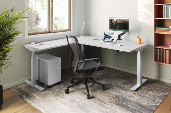 Sit-Stand Desk With Portable Filing Cabinet