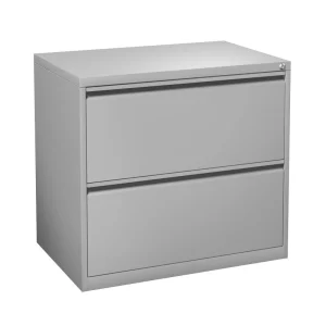 Lockable Silver 2-Drawer Lateral File