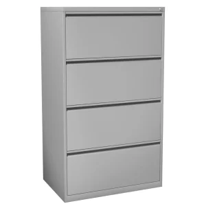 Lockable Silver 4-Drawer Lateral File