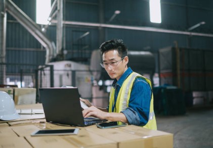 A warehouse of office furniture